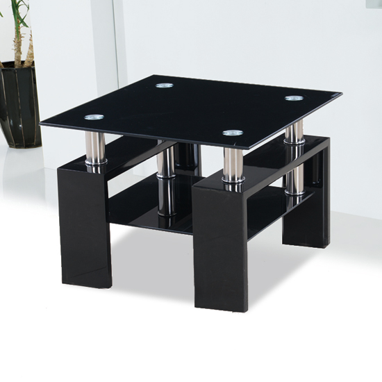 black glass side table
