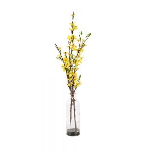 pp000453-faux-plant-large-yellow-forsythia-blossom-glass-vase-1